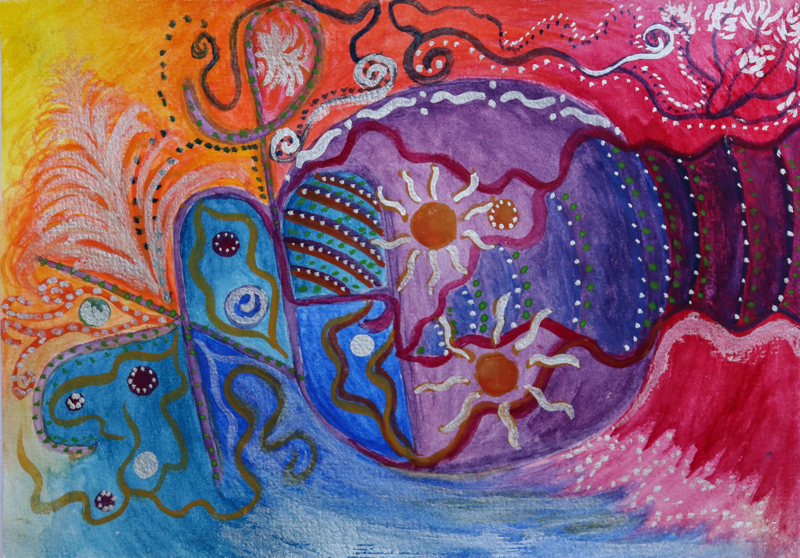 You are currently viewing afirmacja Zgoda z Księżycem | akwarela na papierze | 14,8x21cm